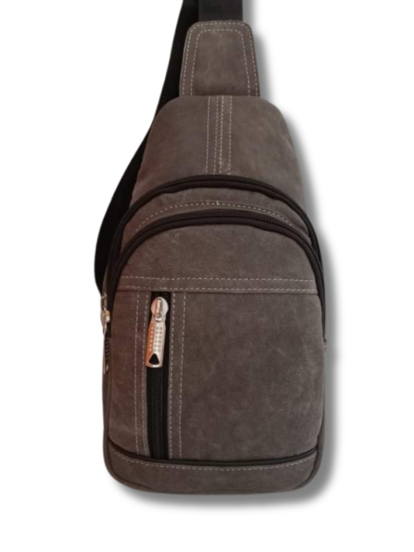 Men's Chest Bag Men's Casual Trend Shoulder Bag Leather Messenger Bag for Travel Hiking Running(Brown,Gray,Red,Black) - Image 2