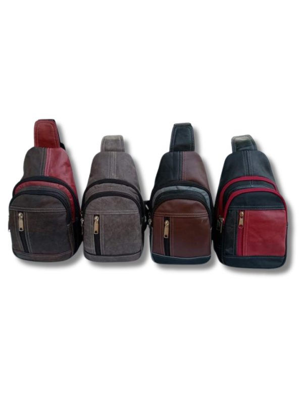 Men's Chest Bag Men's Casual Trend Shoulder Bag Leather Messenger Bag for Travel Hiking Running(Brown,Gray,Red,Black) - Image 4